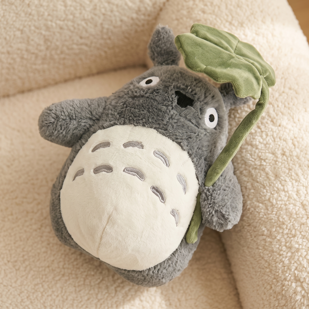 Totoro-knuffel met groen blad, 30–70 cm