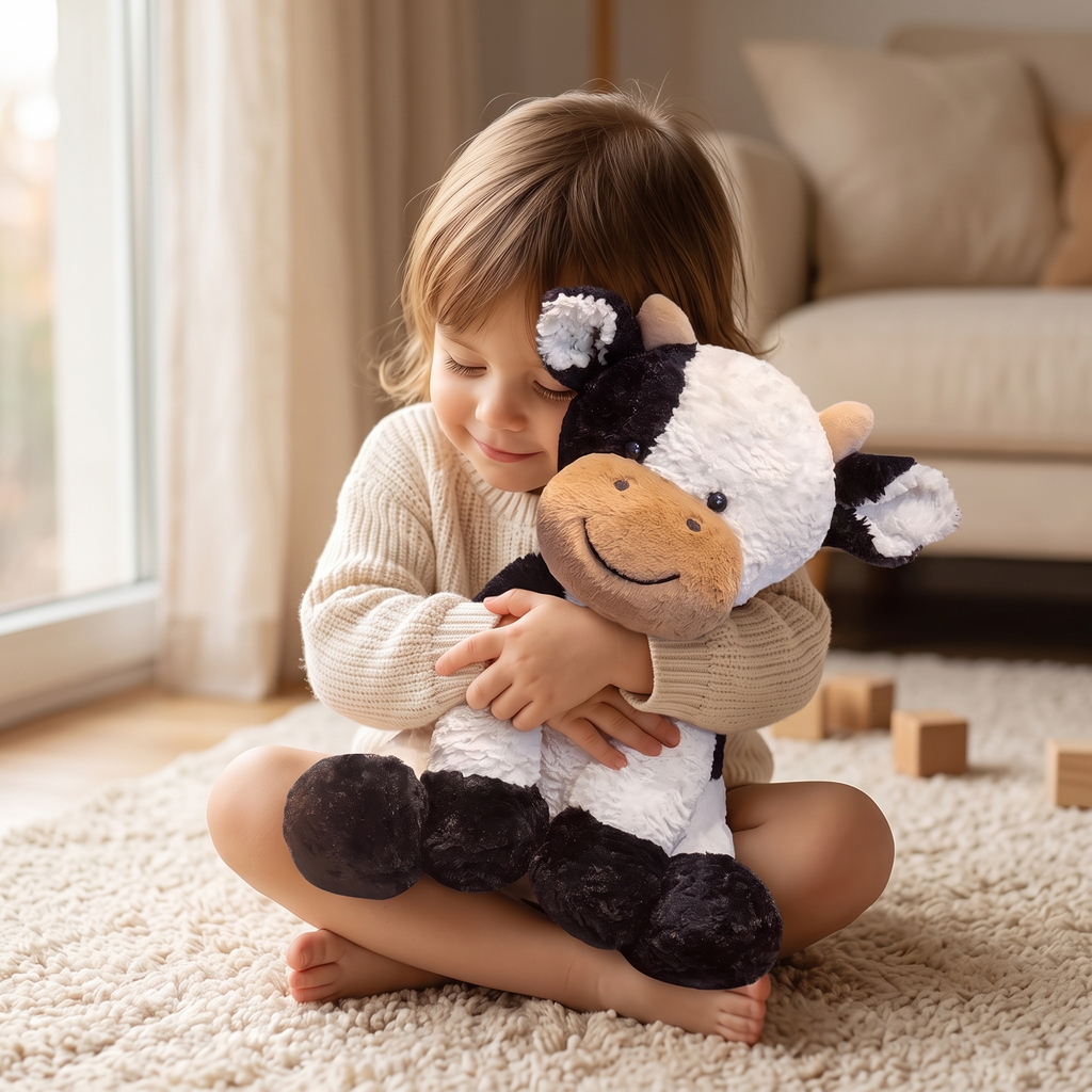 Peluche Vache Douce Noir et Blanc