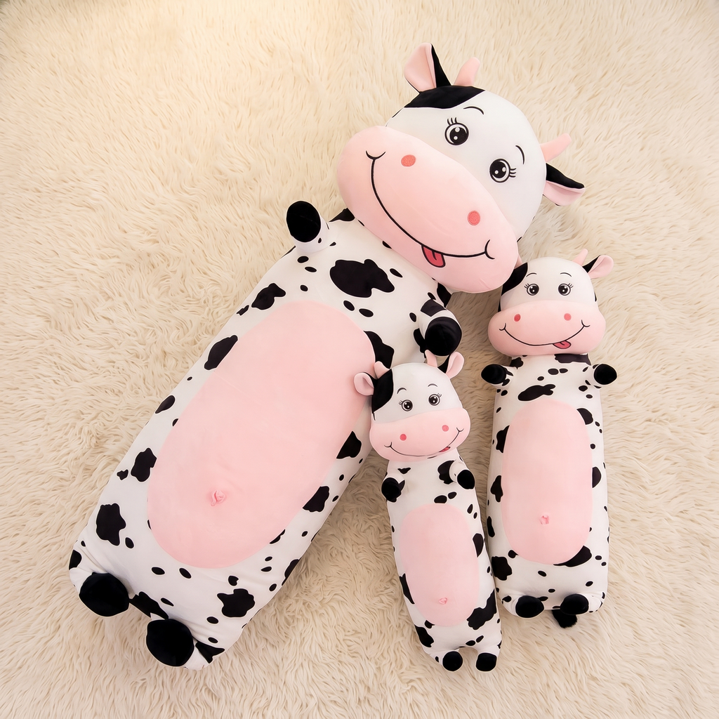 Peluche Vache Géante Tachetée 70-100cm