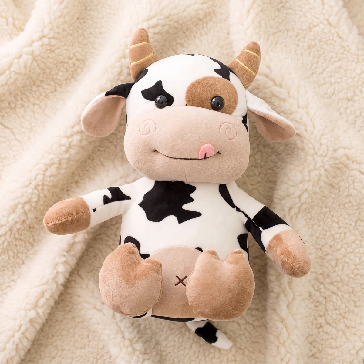 Peluche Vache Tachetée Douce en Coton