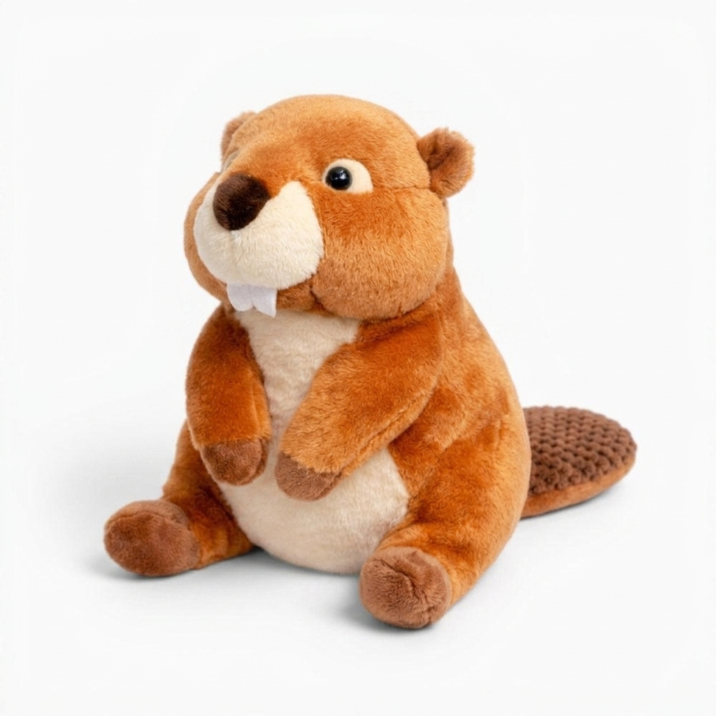 Peluche Castor Réaliste en Polyester Doux