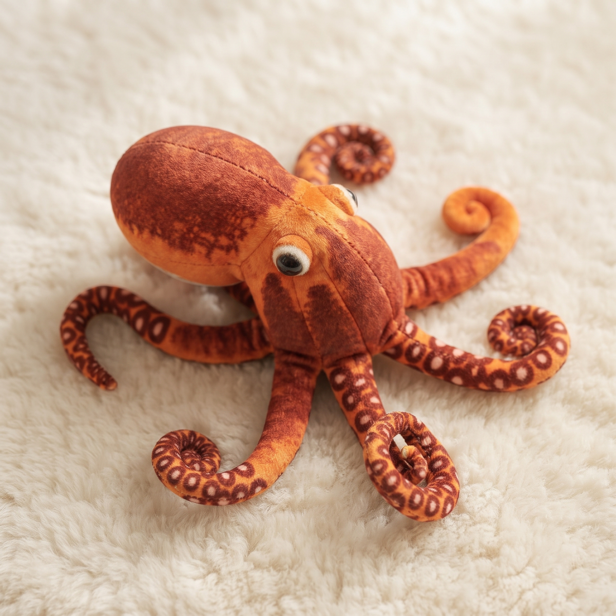 Peluche Pieuvre Réaliste Orange à Tentacules