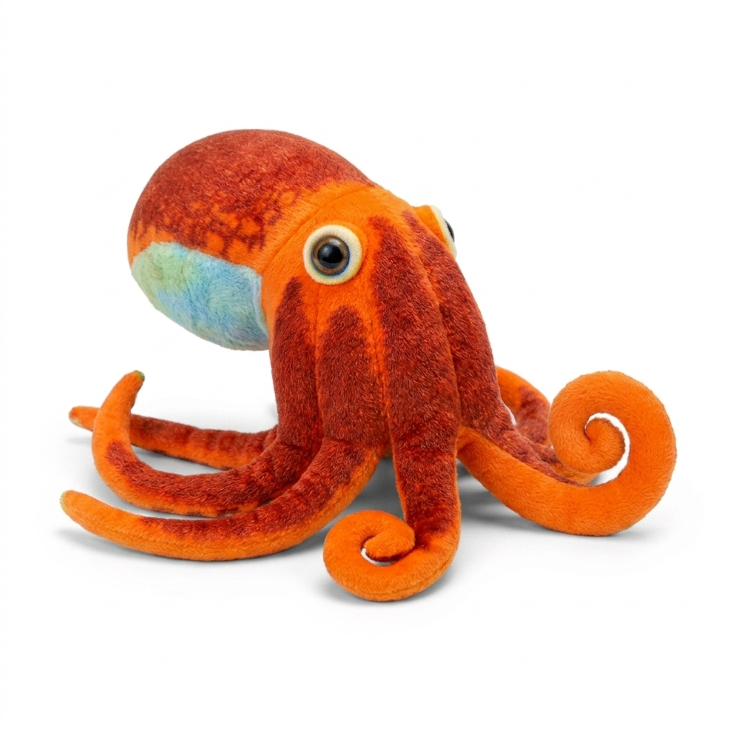 Peluche Pieuvre Réaliste Orange à Tentacules