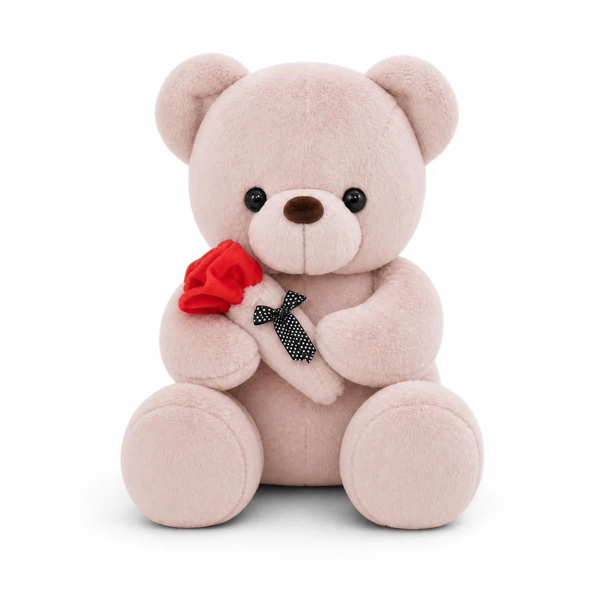 Ourson en Peluche Rose avec Rose Rouge