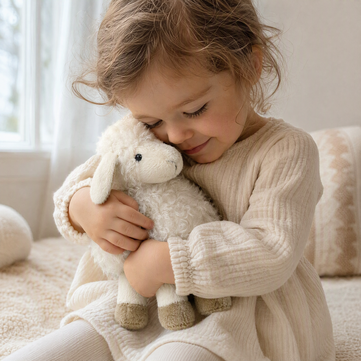 Peluche Mouton Blanc à Longues Oreilles
