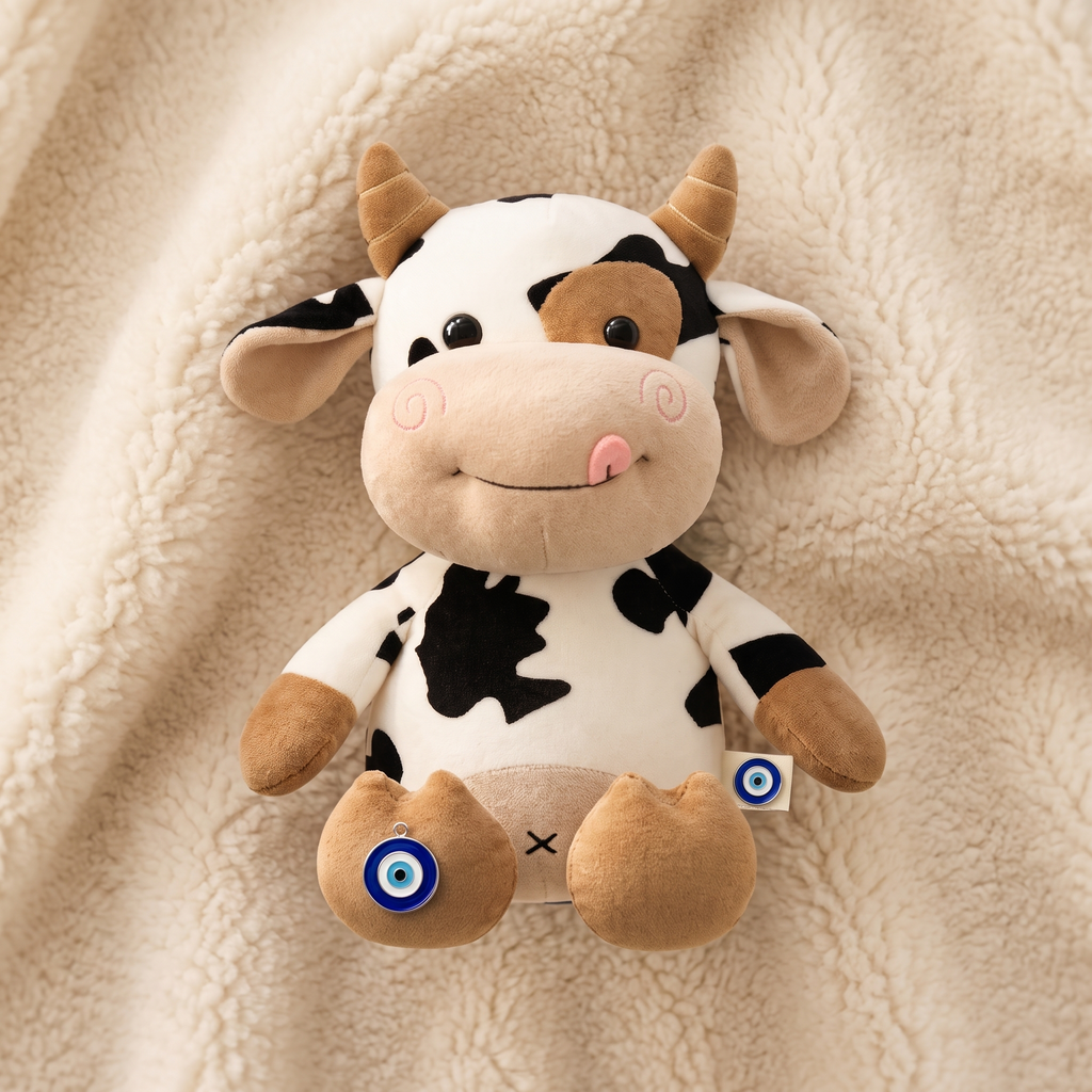 Peluche Vache Noir et Blanc en Coton Doux
