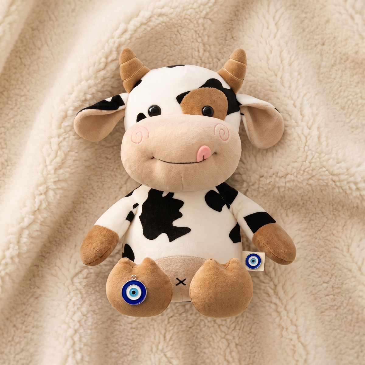 Peluche Vache Noir et Blanc en Coton Doux