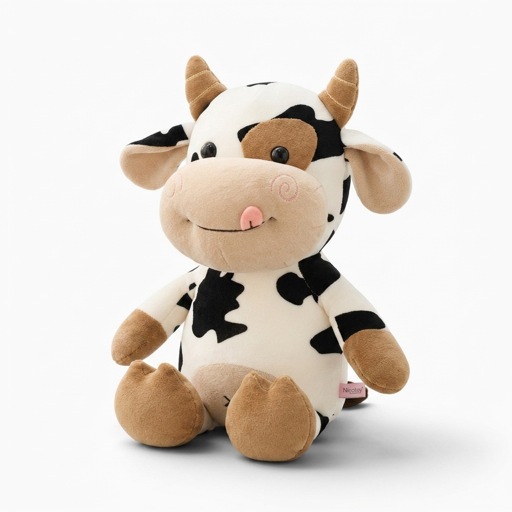Peluche Vache Noir et Blanc en Coton Doux