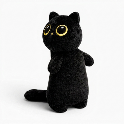 Peluche Chat Noir Kawaii aux Grands Yeux