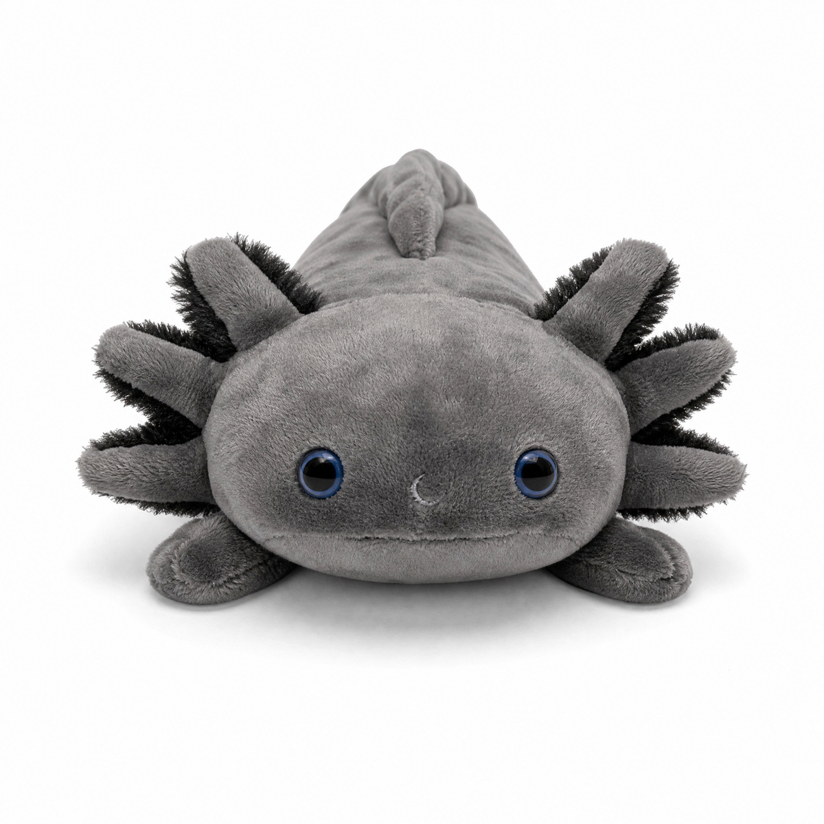 Peluche Axolotl Réaliste Noire aux Yeux Bleus