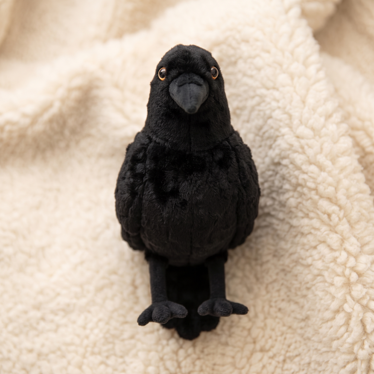 Peluche Corbeau Noir Réaliste