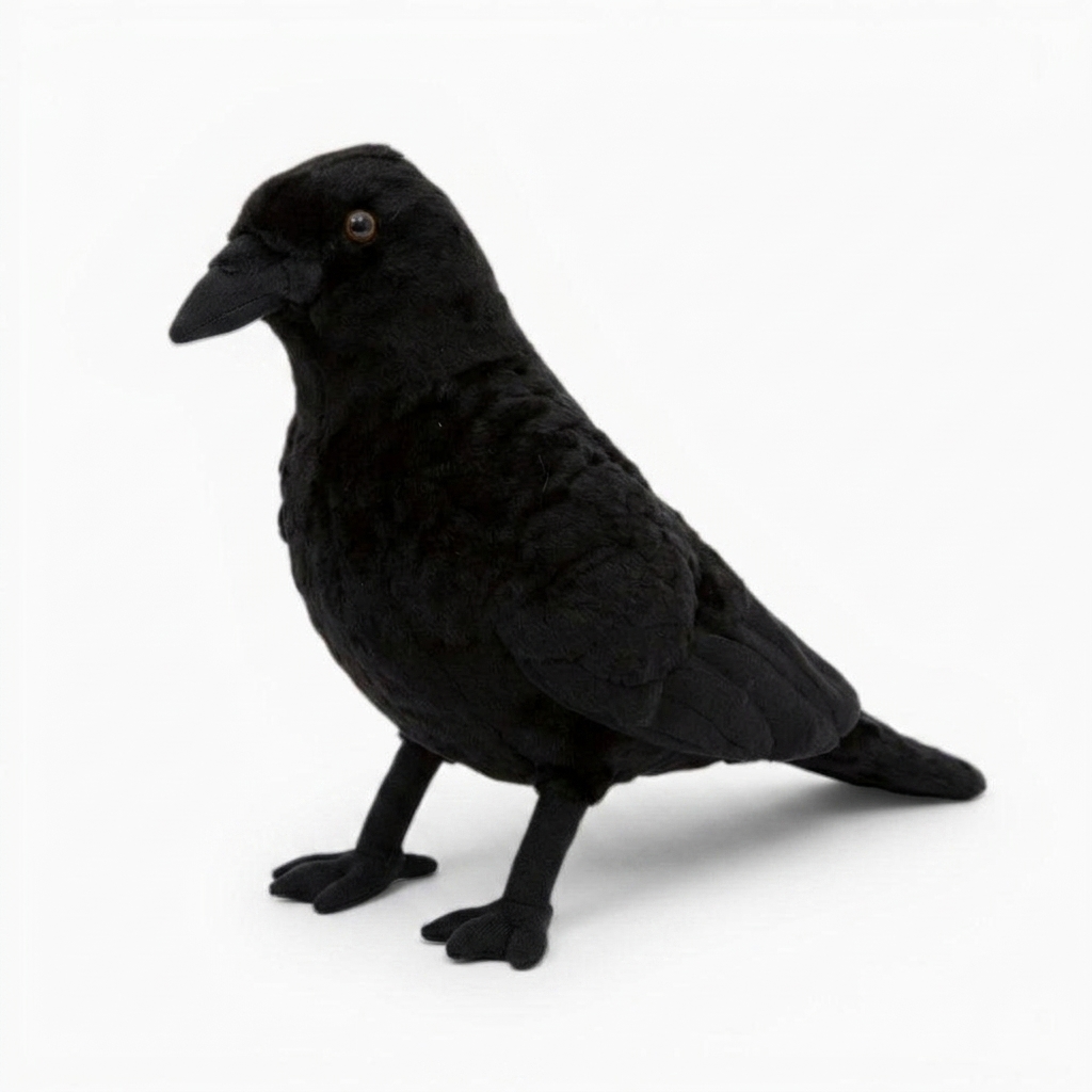 Peluche Corbeau Noir Réaliste