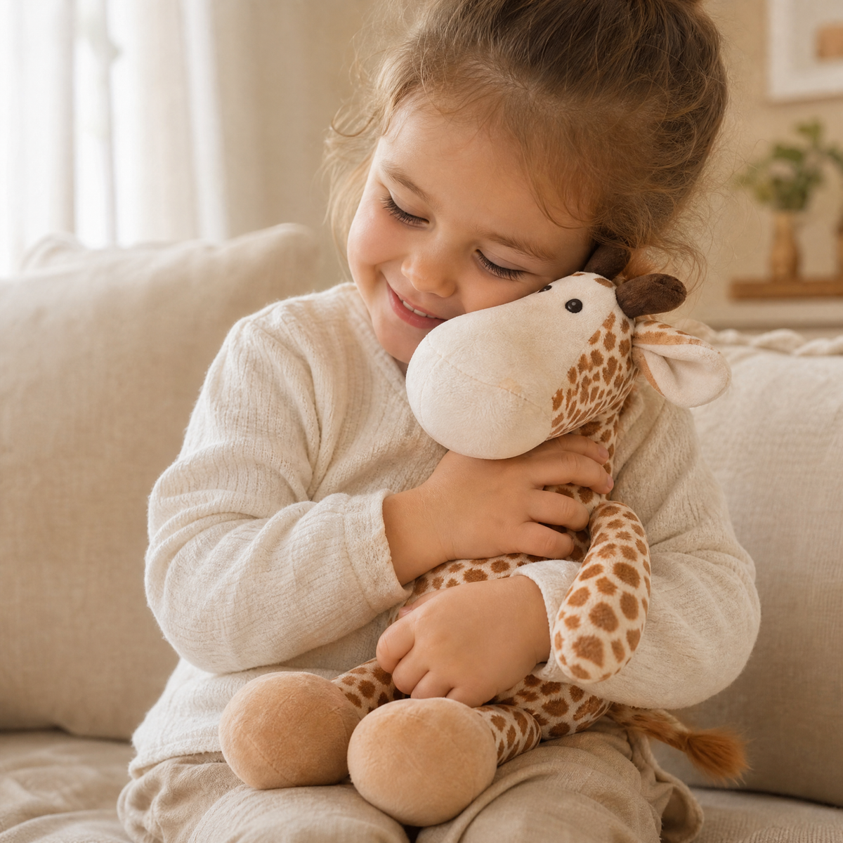Peluche Girafe Assise à Gros Sabots