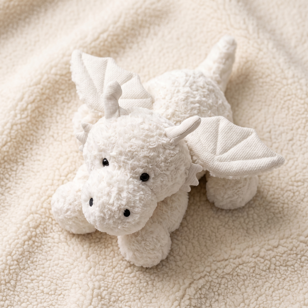 Witte draakknuffel met vleugels, 20–55 cm